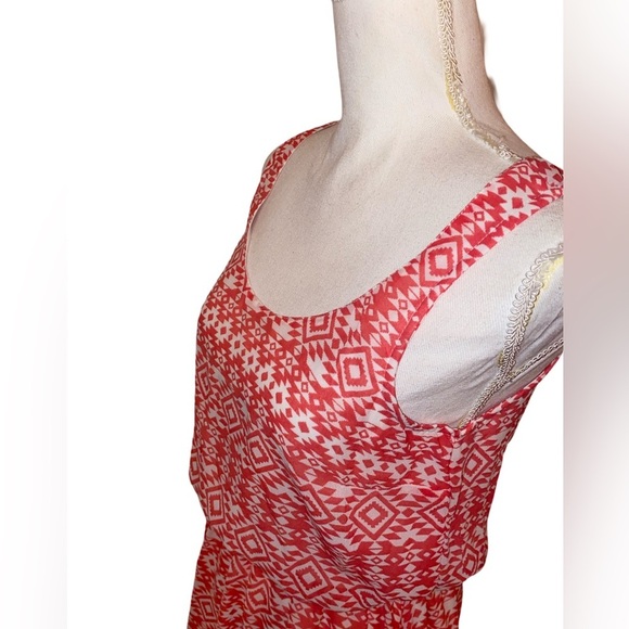 Feathers Midi Coral Dress- Size Medium - Picture 3 of 5